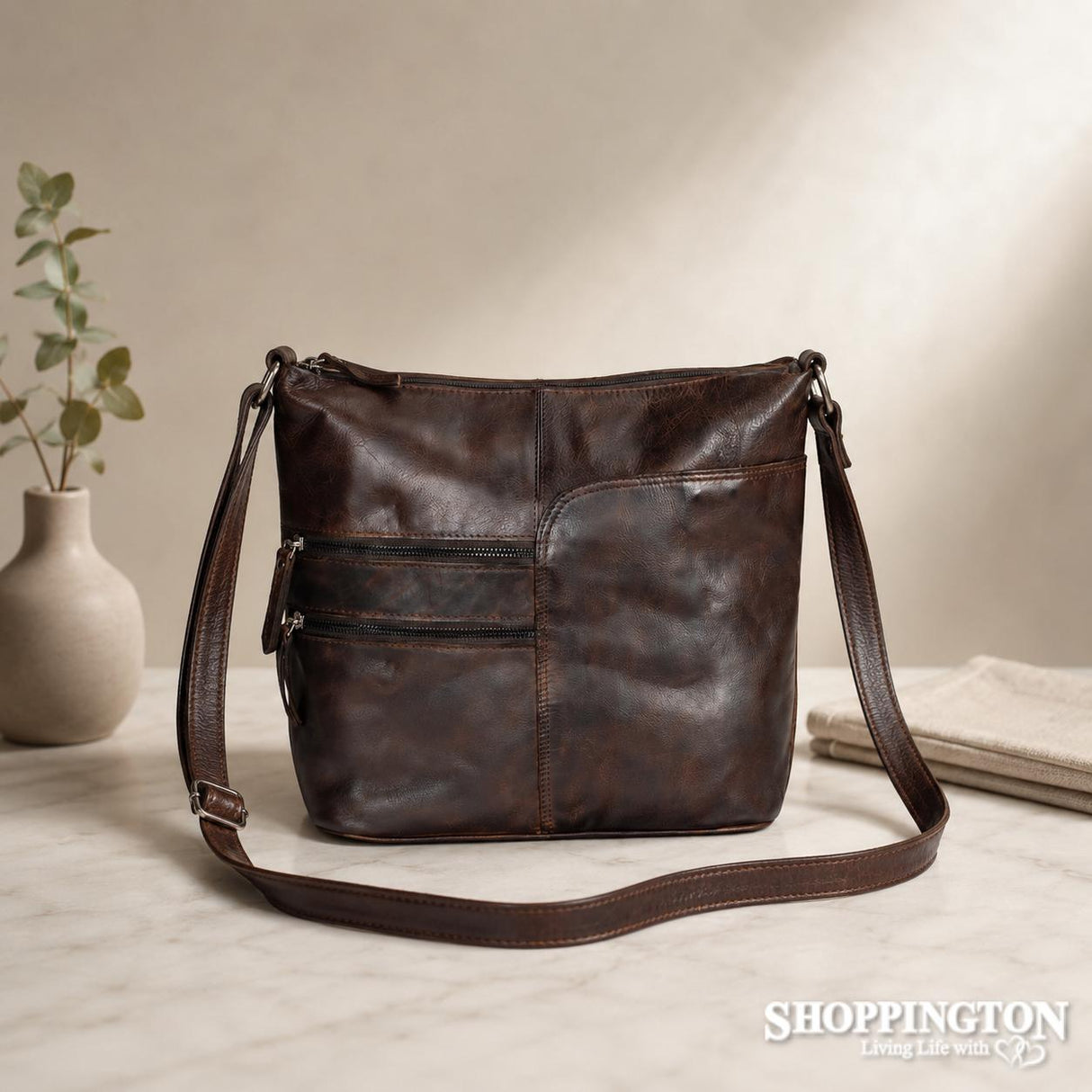 100% Leather Bianca Bag - Brown