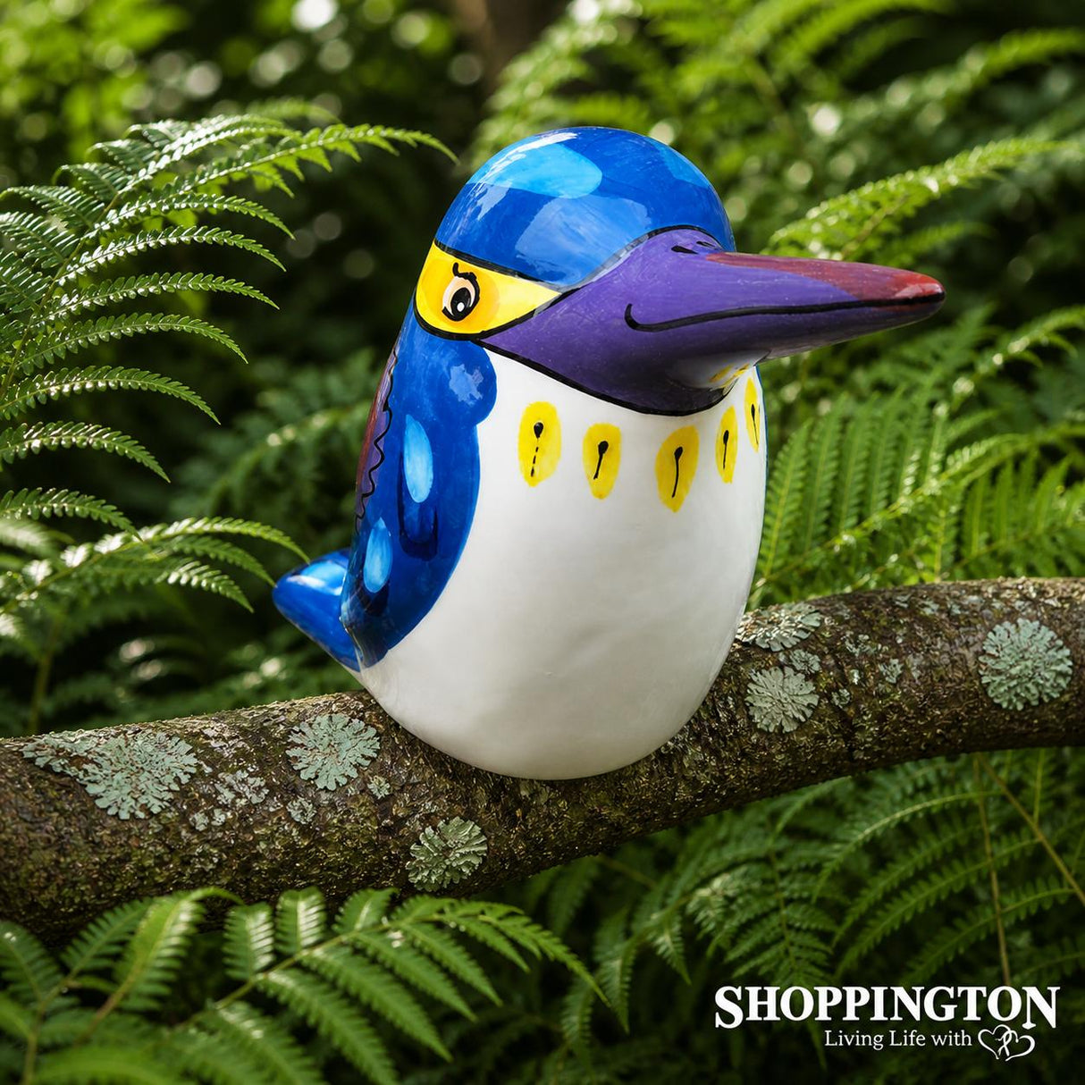 100% NZ Made Garden Ornament - Splashy Bird Art / Kingfisher Bright