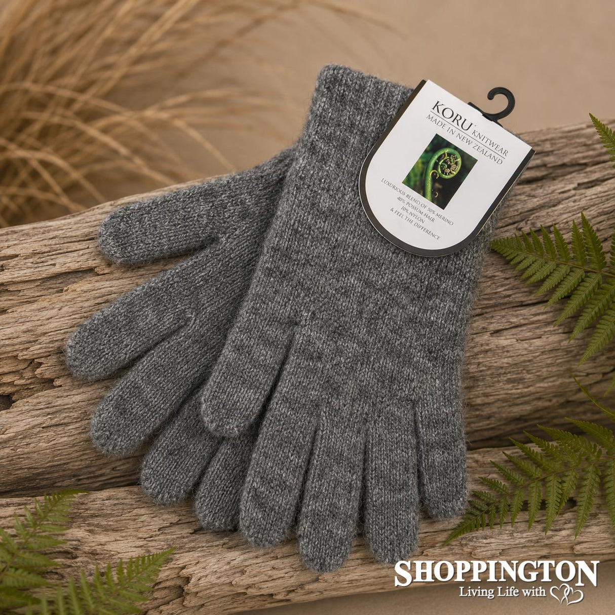 100% NZ Made Koru Knitwear - Possum Merino Gloves / Grey