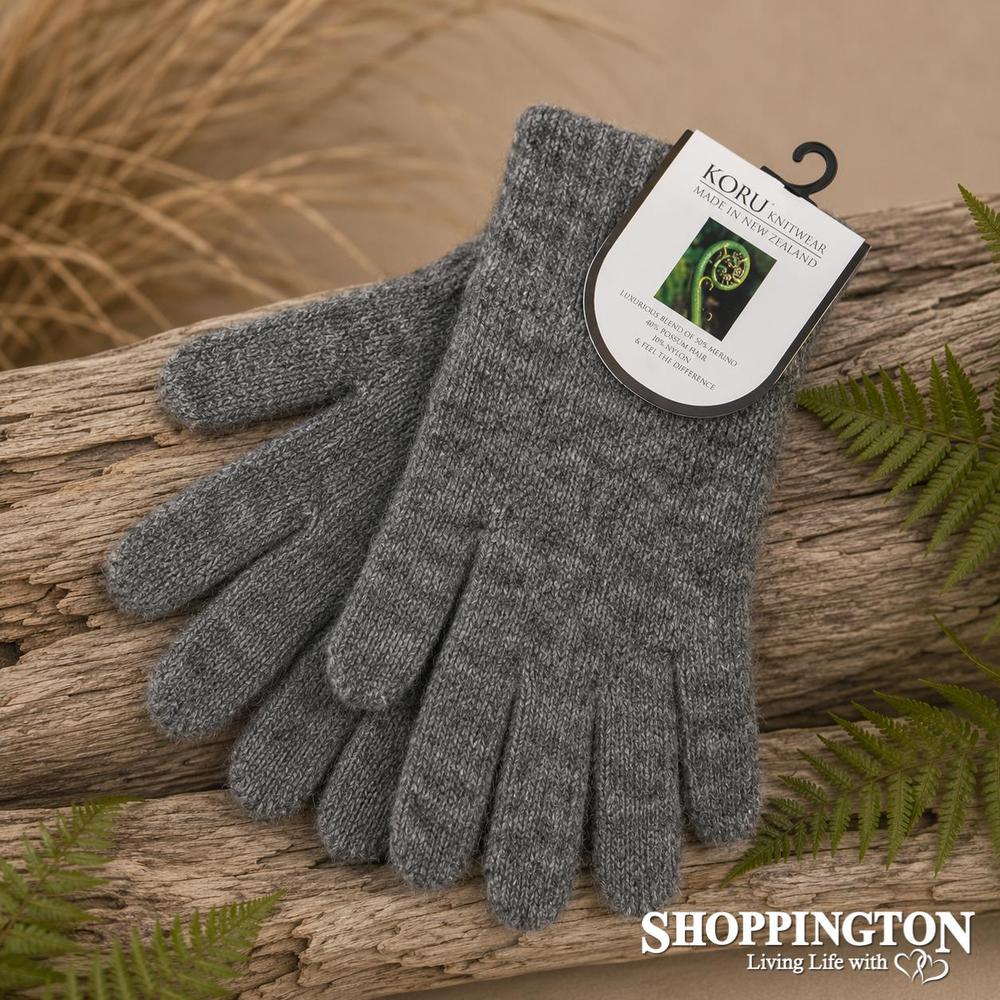 100% NZ Made Koru Knitwear - Possum Merino Gloves / Grey