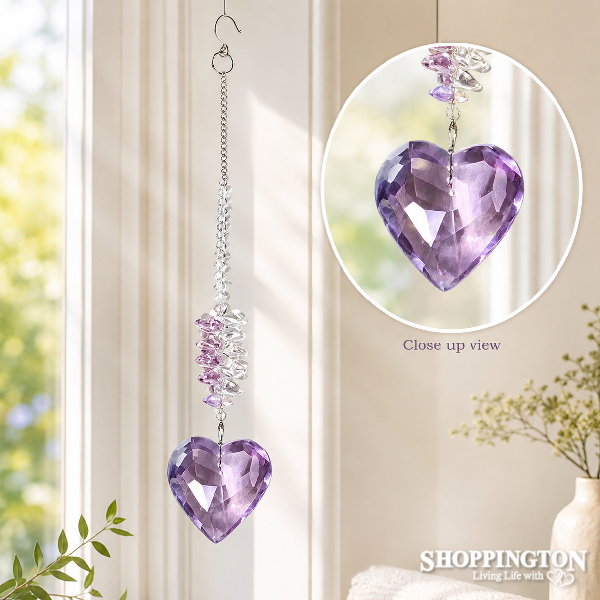 Crystal Spinner - Purple Coloured Heart Crystal