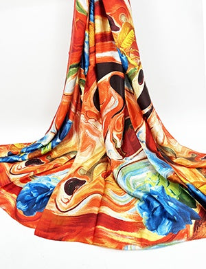 Scarf - Bold Orange Floral