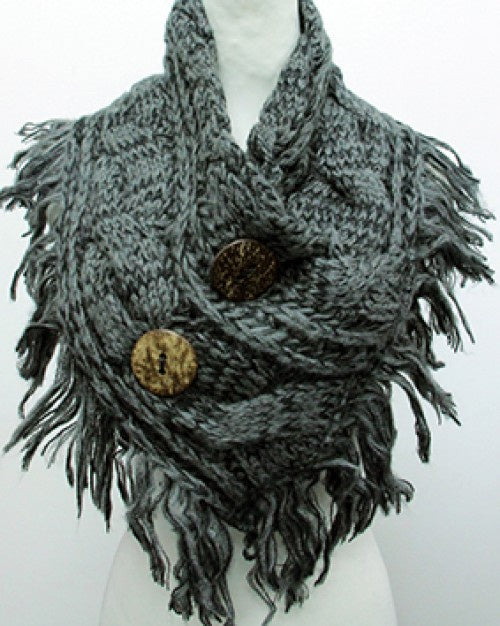 Scarf - Large Button Grey