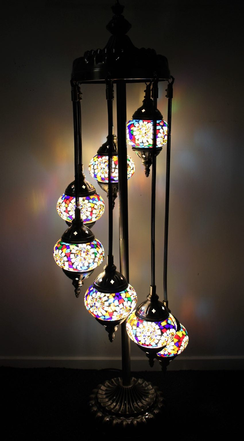Turkish Mosaic Floor Lamp - 7 Globe Moon Orbit