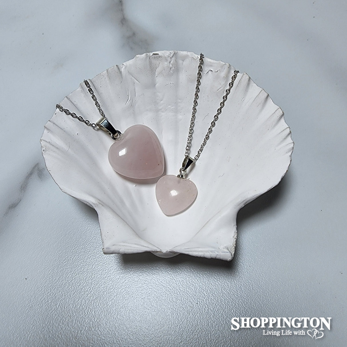 Necklace - Heart Shaped Rose Quartz