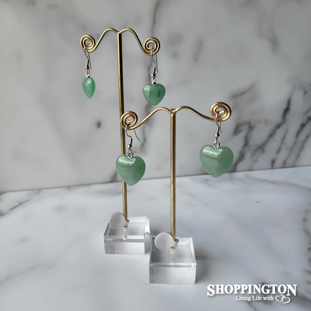 Earrings - Heart Shaped Aventurine
