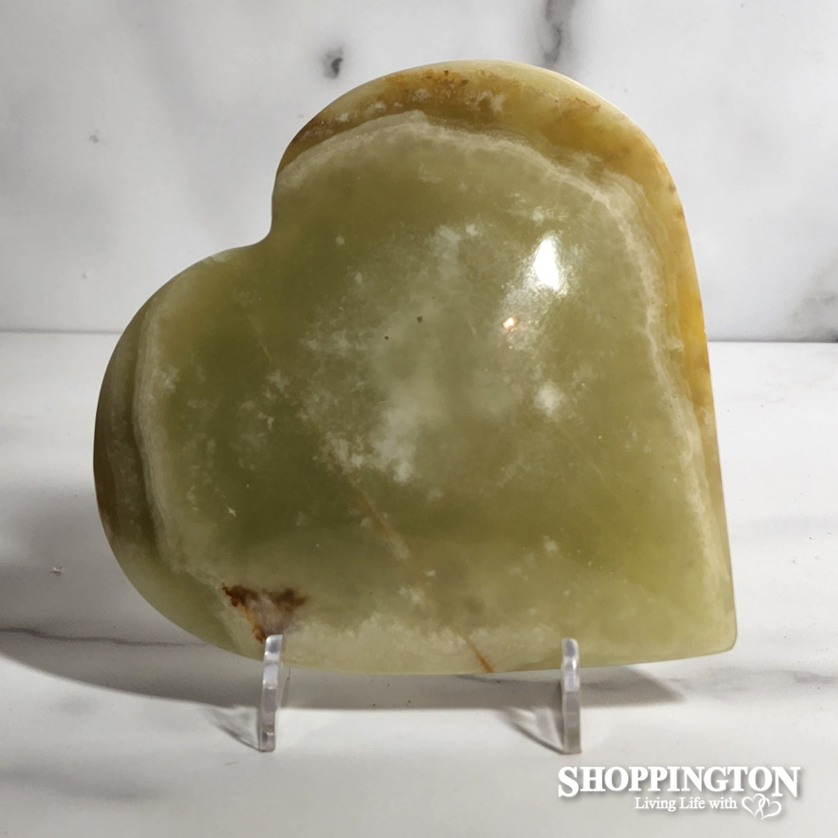 Green Banded Calcite Heart