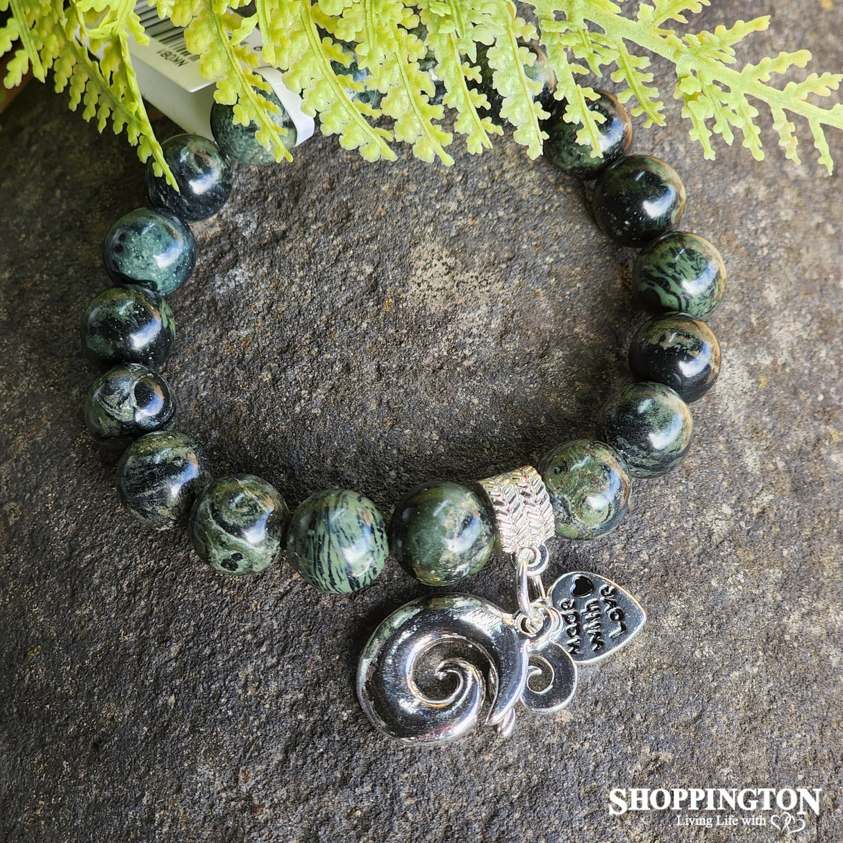 Gemstone Aroha Bracelet with Silver Charm