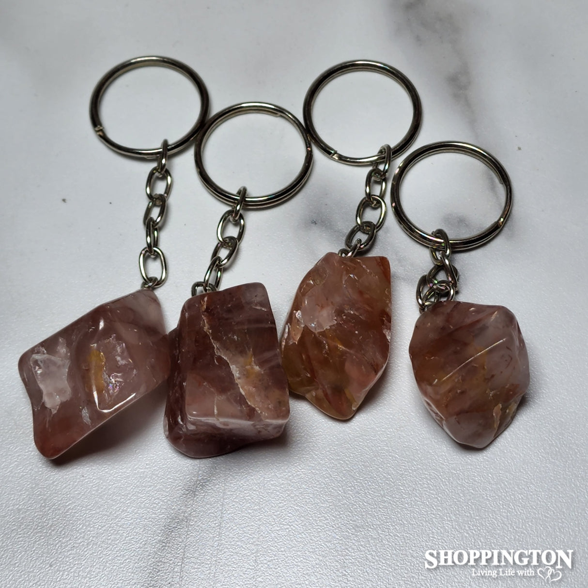 Gemstone Keyring - Pink Tumbled