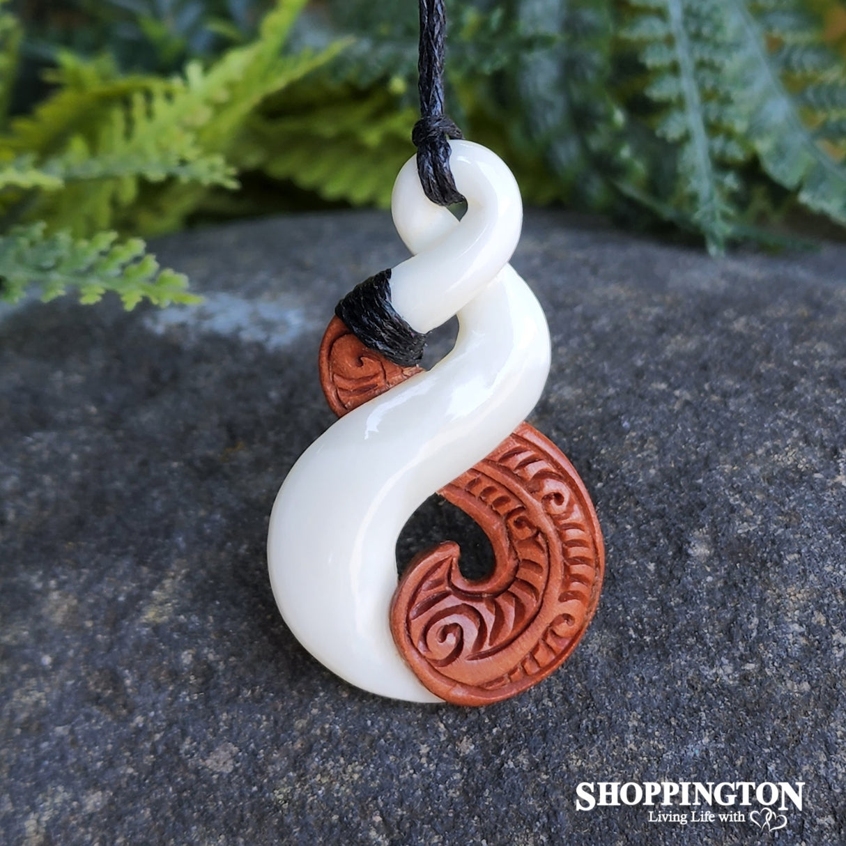 Bone and Wood Manaia Twist Necklace