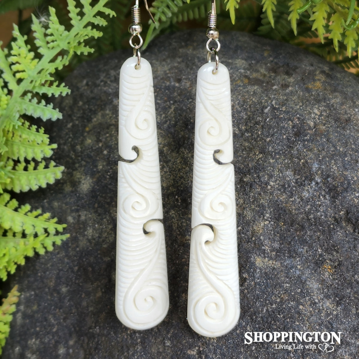 Bone Carving Earrings - Koru Design