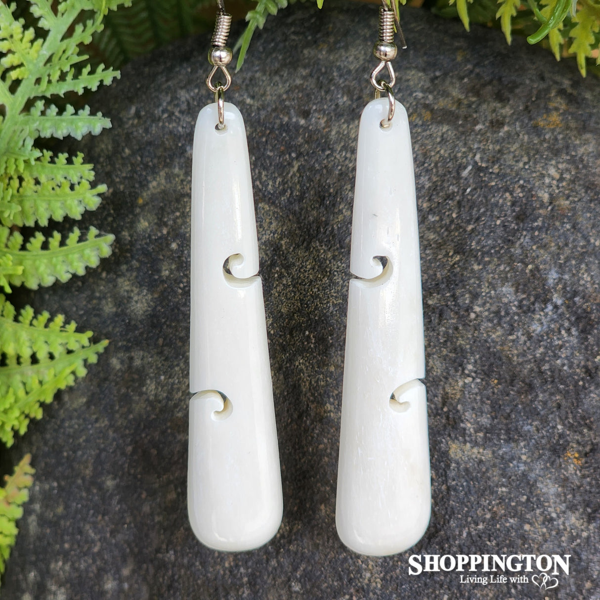 Bone Carving Earrings with Koru