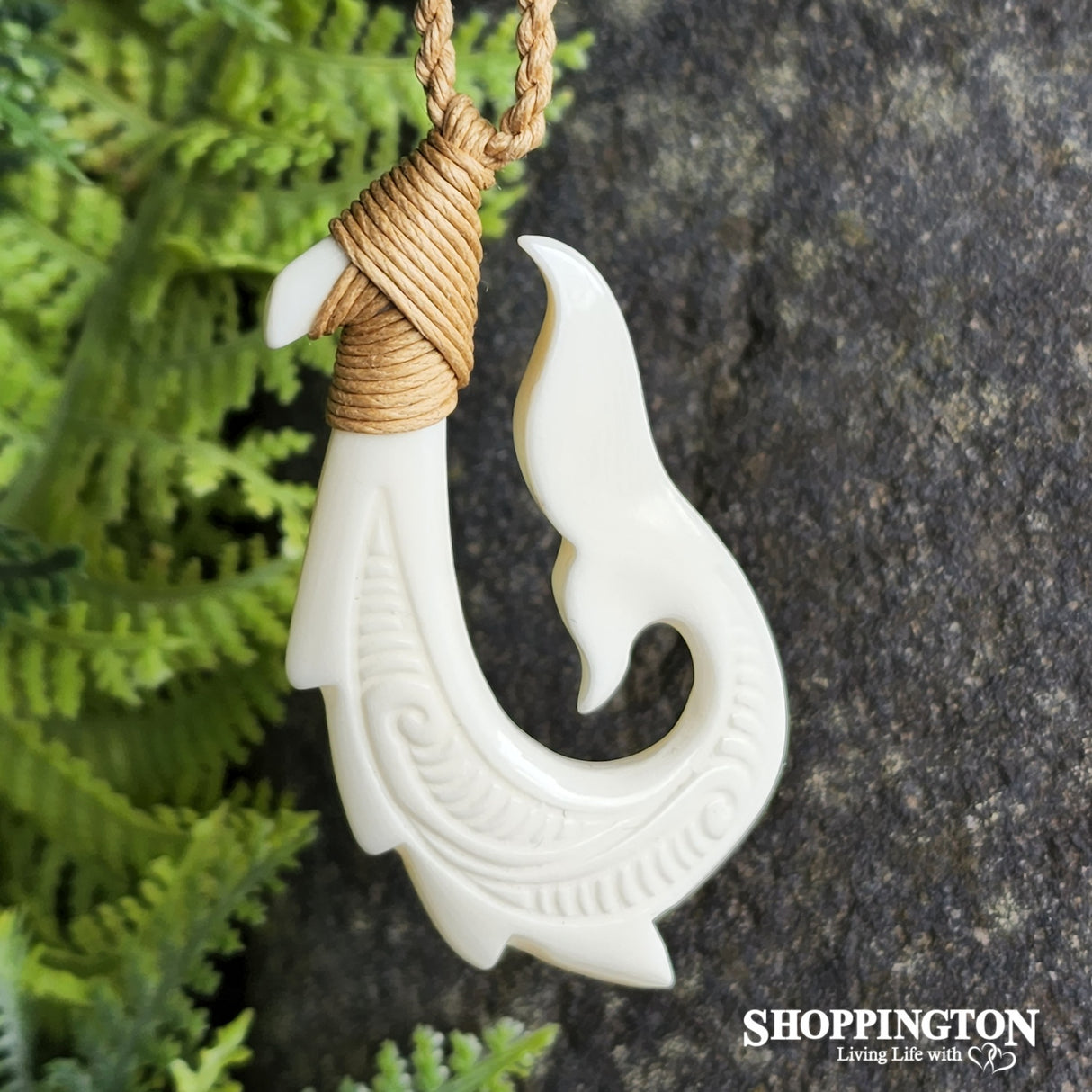 Fish-hook & Whale-tail Bone Pendant