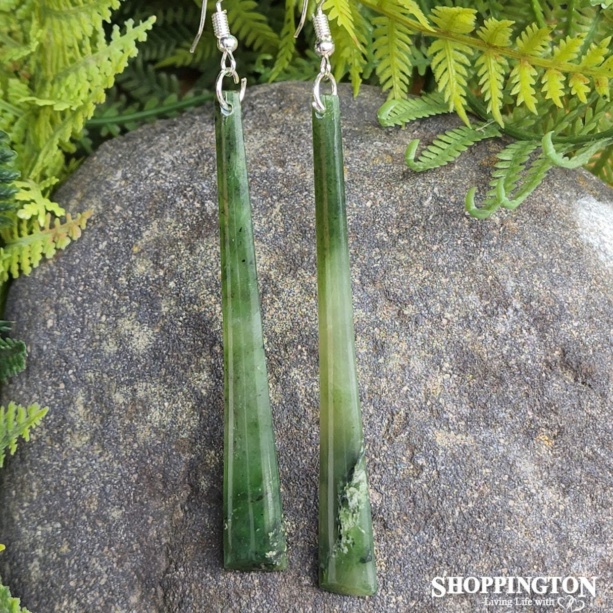 Pounamu - Earrings Slim Drop 80mm