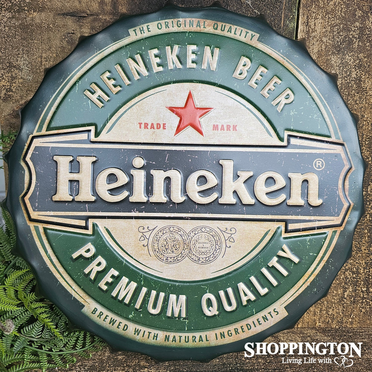 Heineken Bottle Top Pressed Metal Wall Art 35cm
