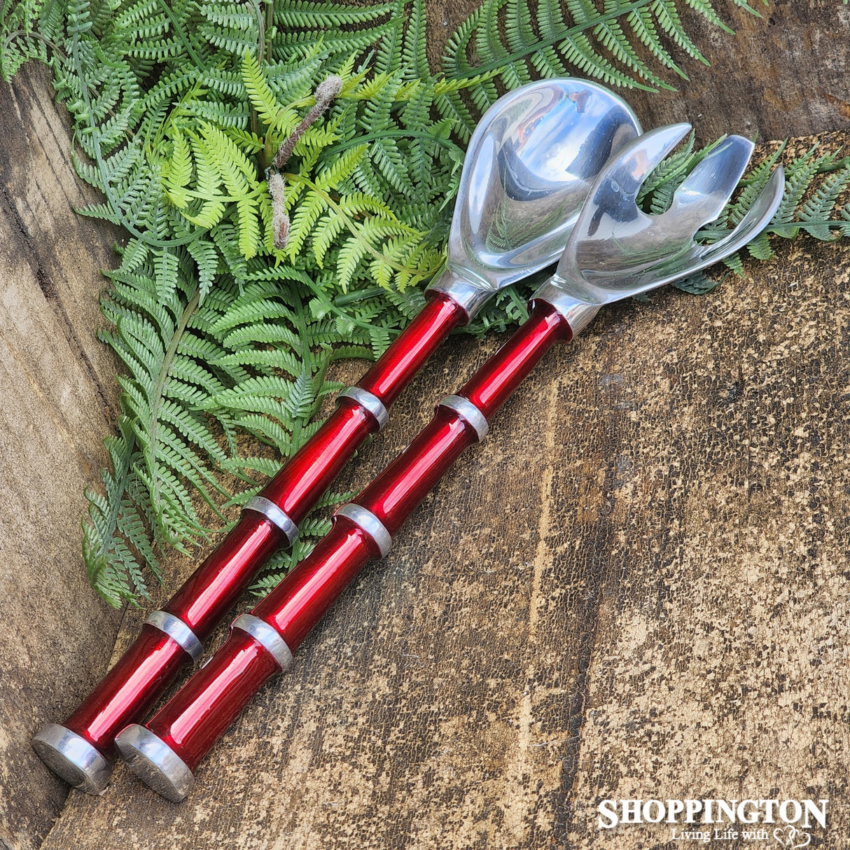 Ribbed Salad Servers - Red