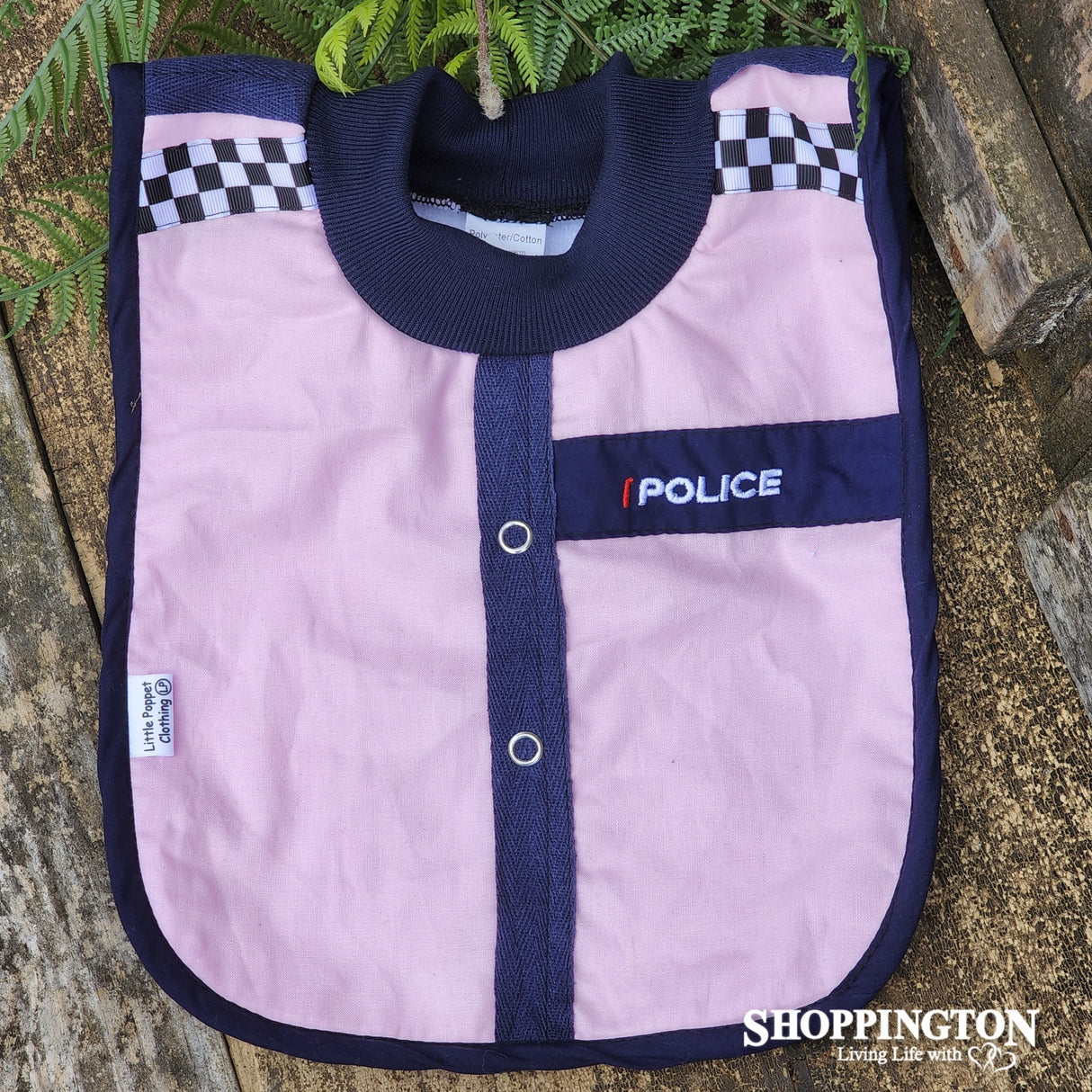 NZ Made Baby Bib / Pink Police