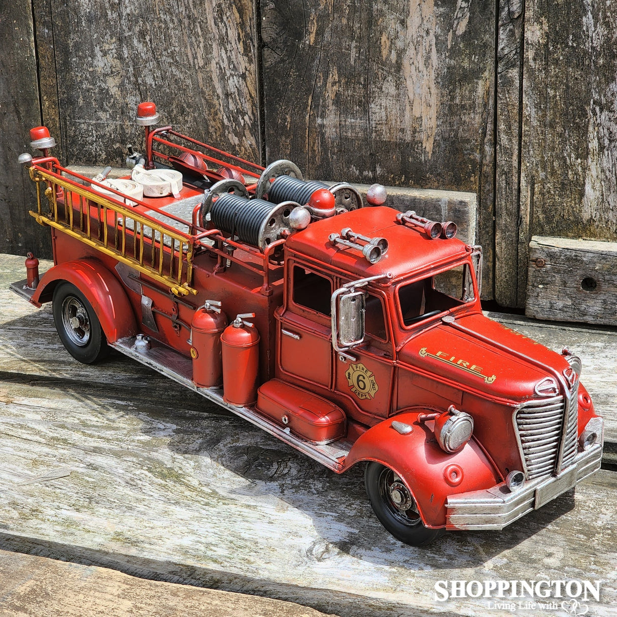 Die Cast Metal Replica Vintage Fire Engine Truck Ladder & Hoses