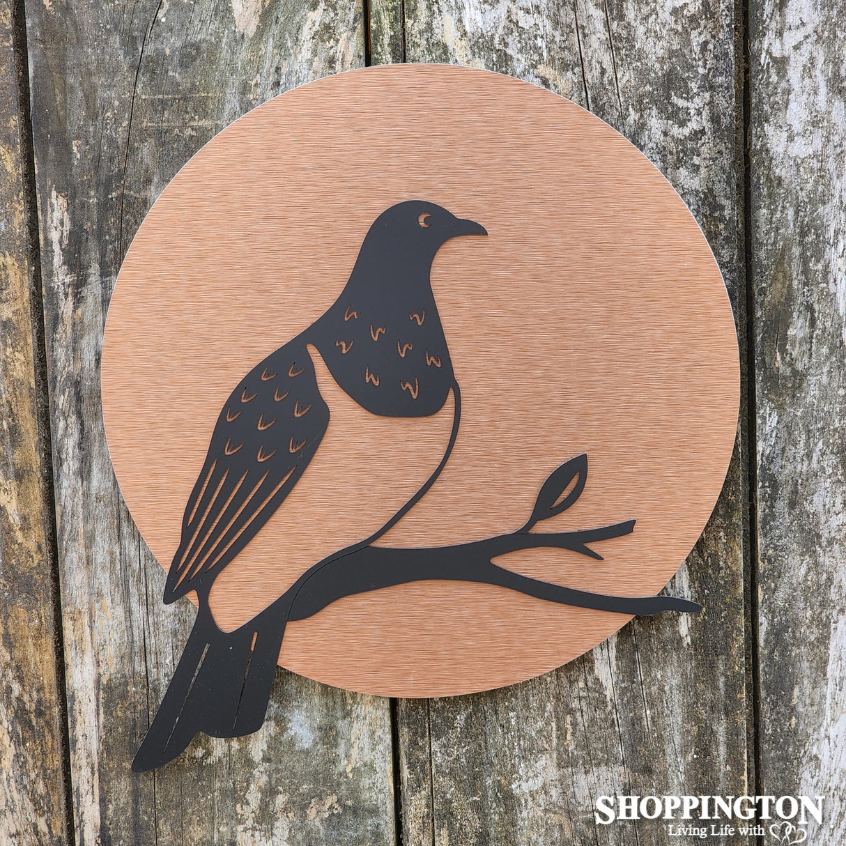 NZ Made Brushed Copper Circle - Kereru Wall Art