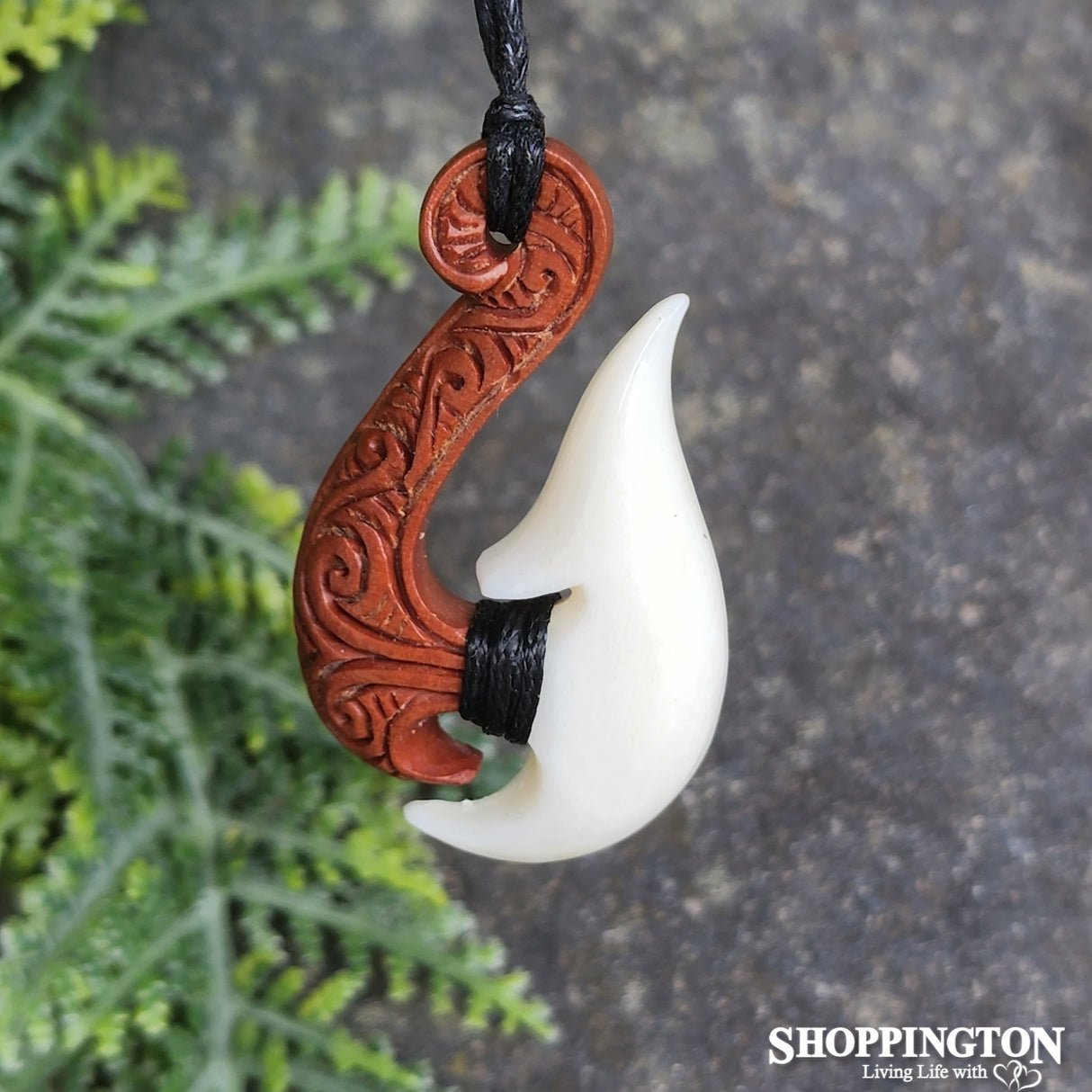 Bone and Wood Traditional Fish Hook Necklace