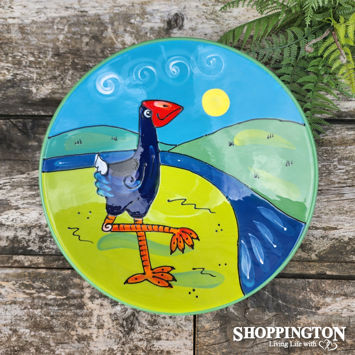 NZ Made Hand Painted - Salad Bowl Pukeko (River)