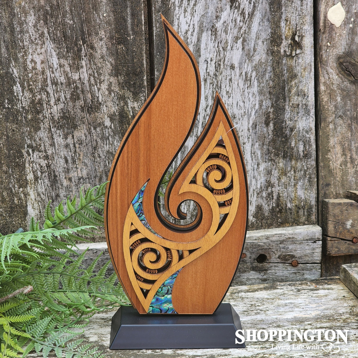 NZ Made Wooden Standing Art Work - Flame