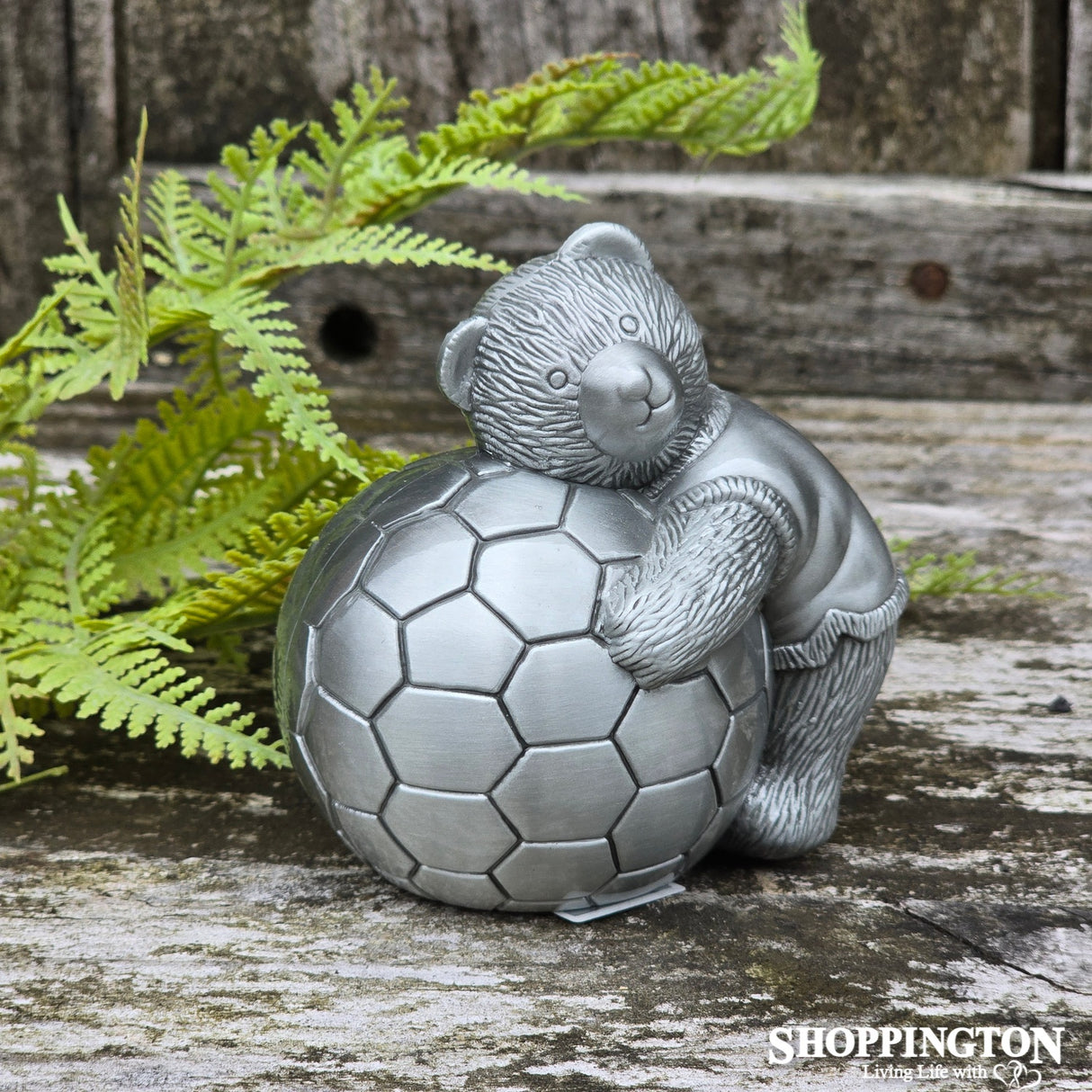 Premium Pewter Soccer Bear Money Box