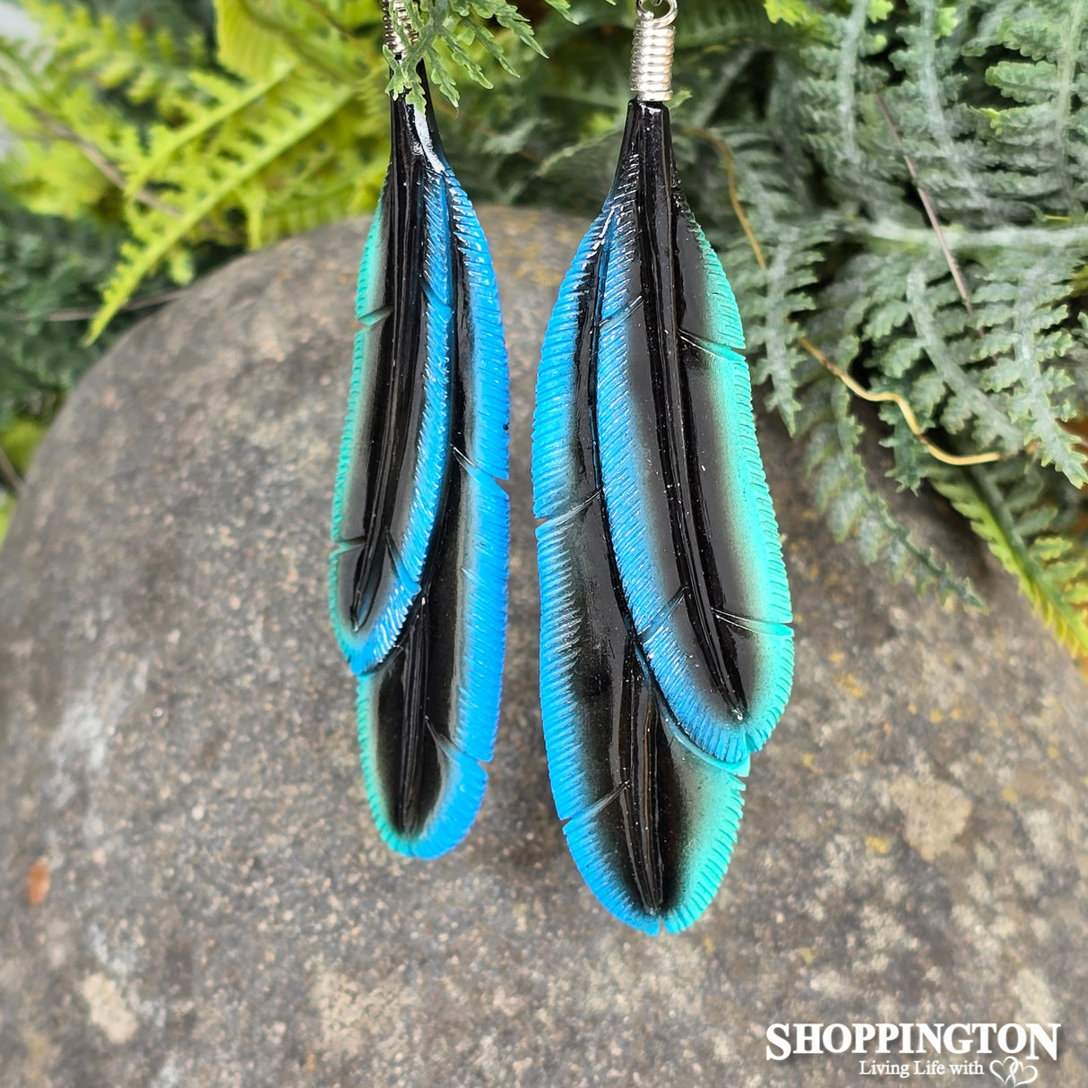 Bone Tui Double Feathered Earrings 80mm