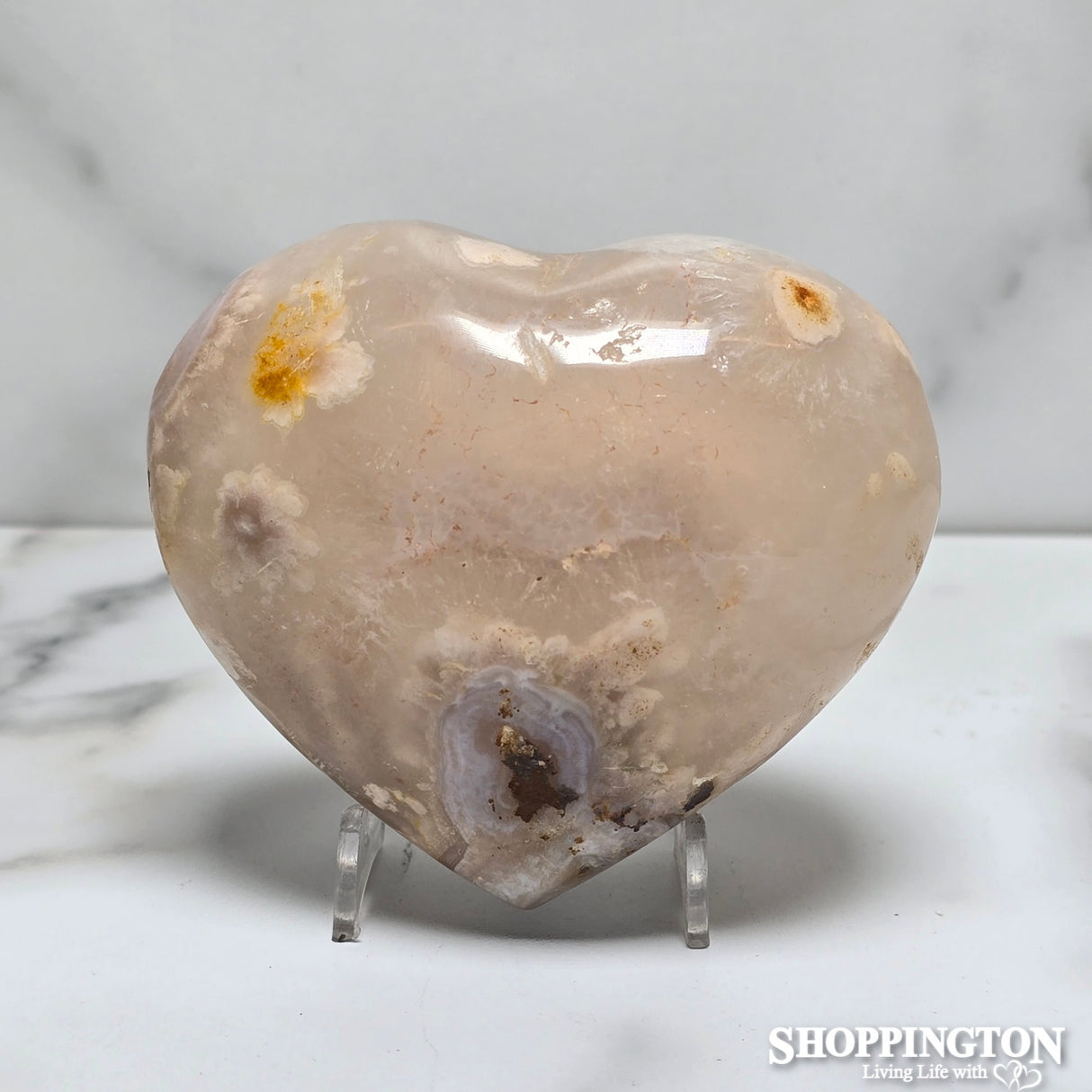 Flower Agate Stone Heart #