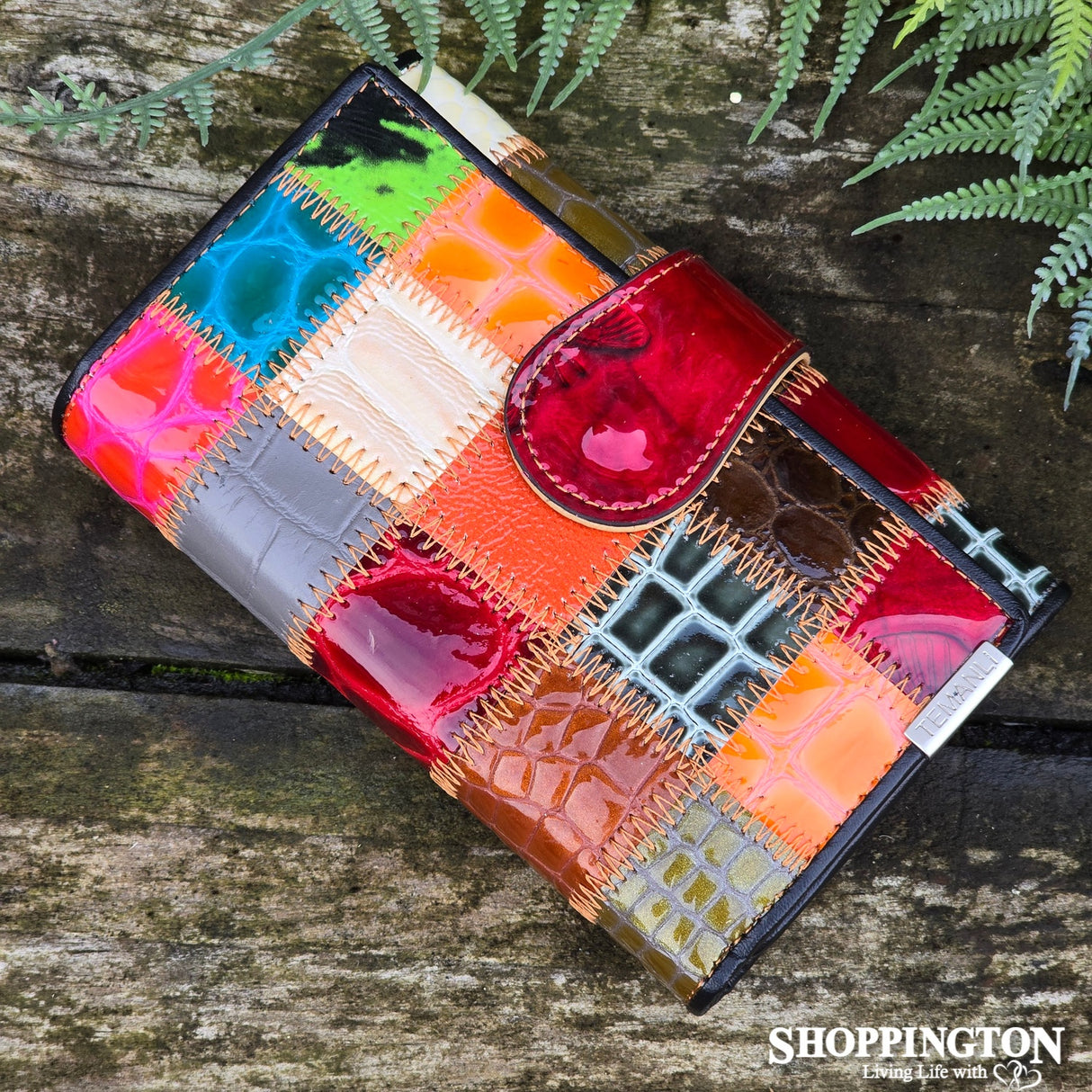 Genuine Leather Patchwork Wallet 14cm x 10cm