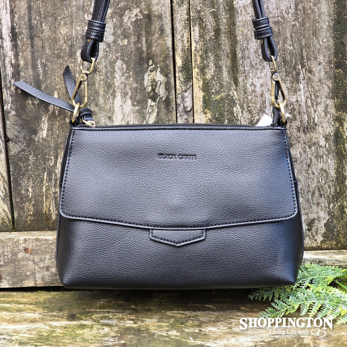 Black Caviar Handbag - Alessia Black (Crossbody)