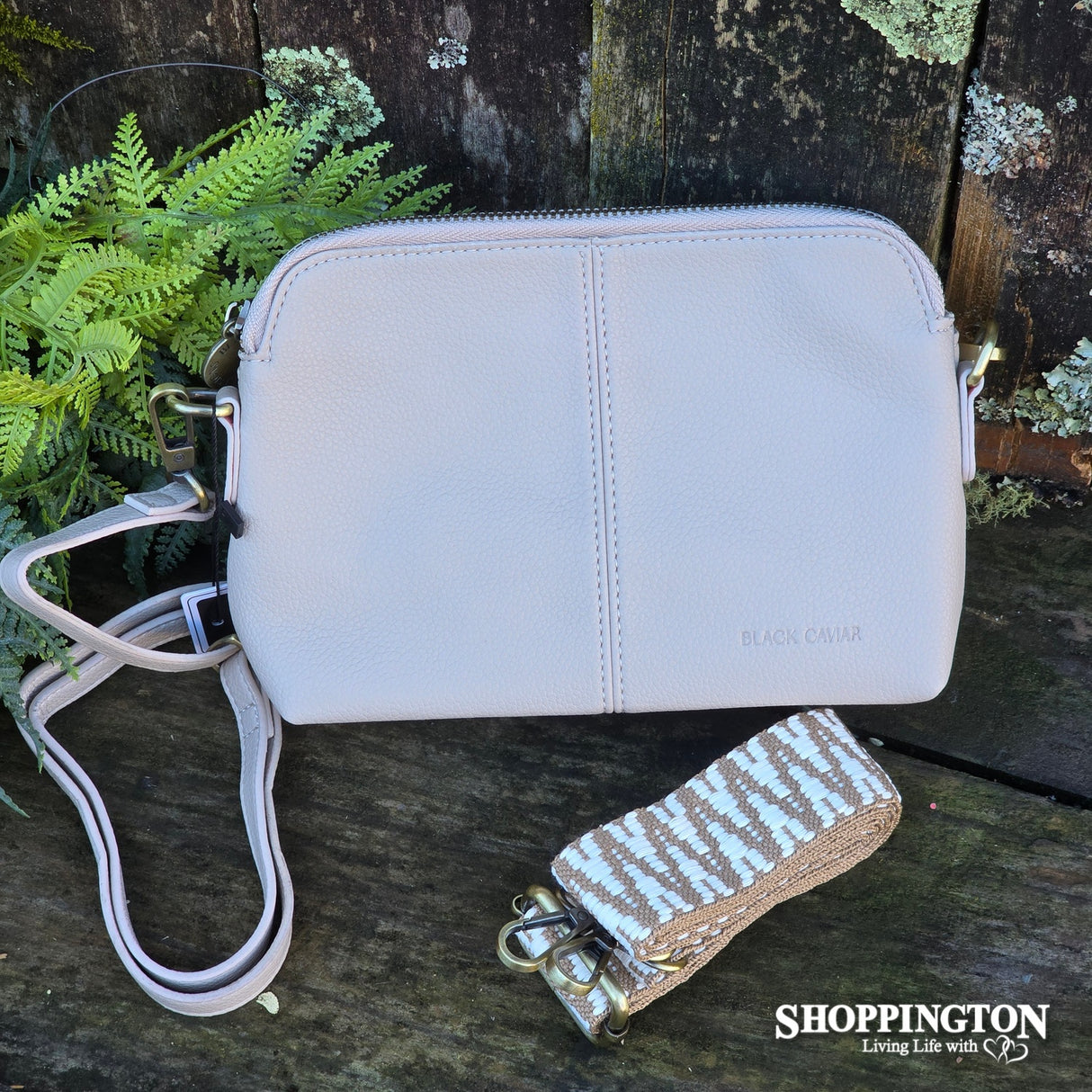 Black Caviar Crossbody Handbag - Harlow Oatmeal