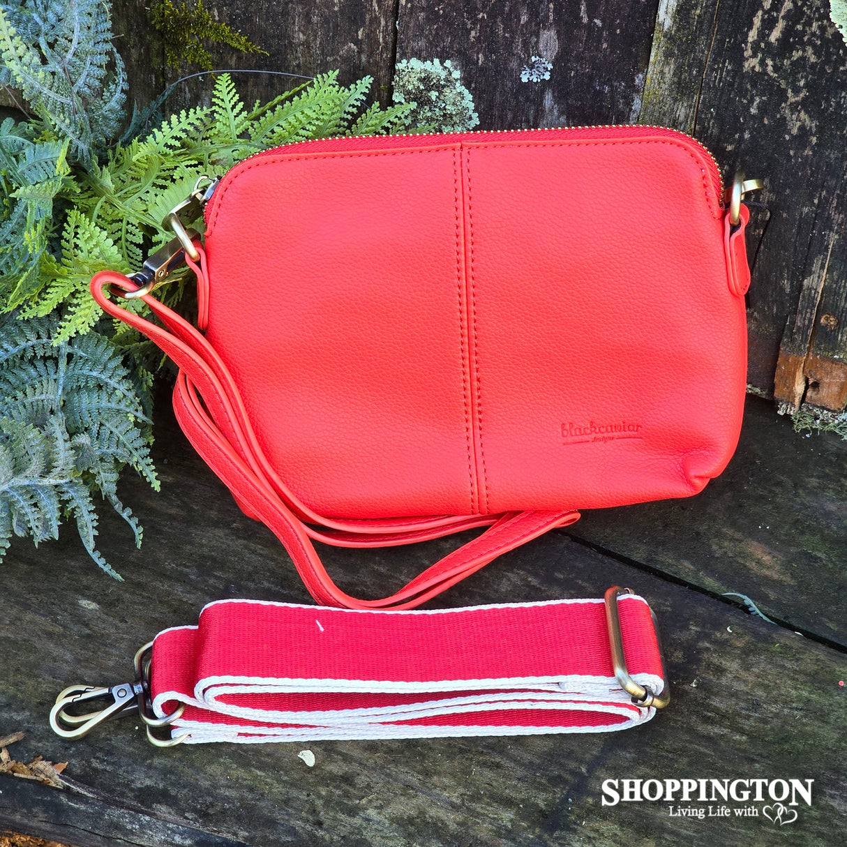 Black Caviar Crossbody Handbag - Harlow Orange