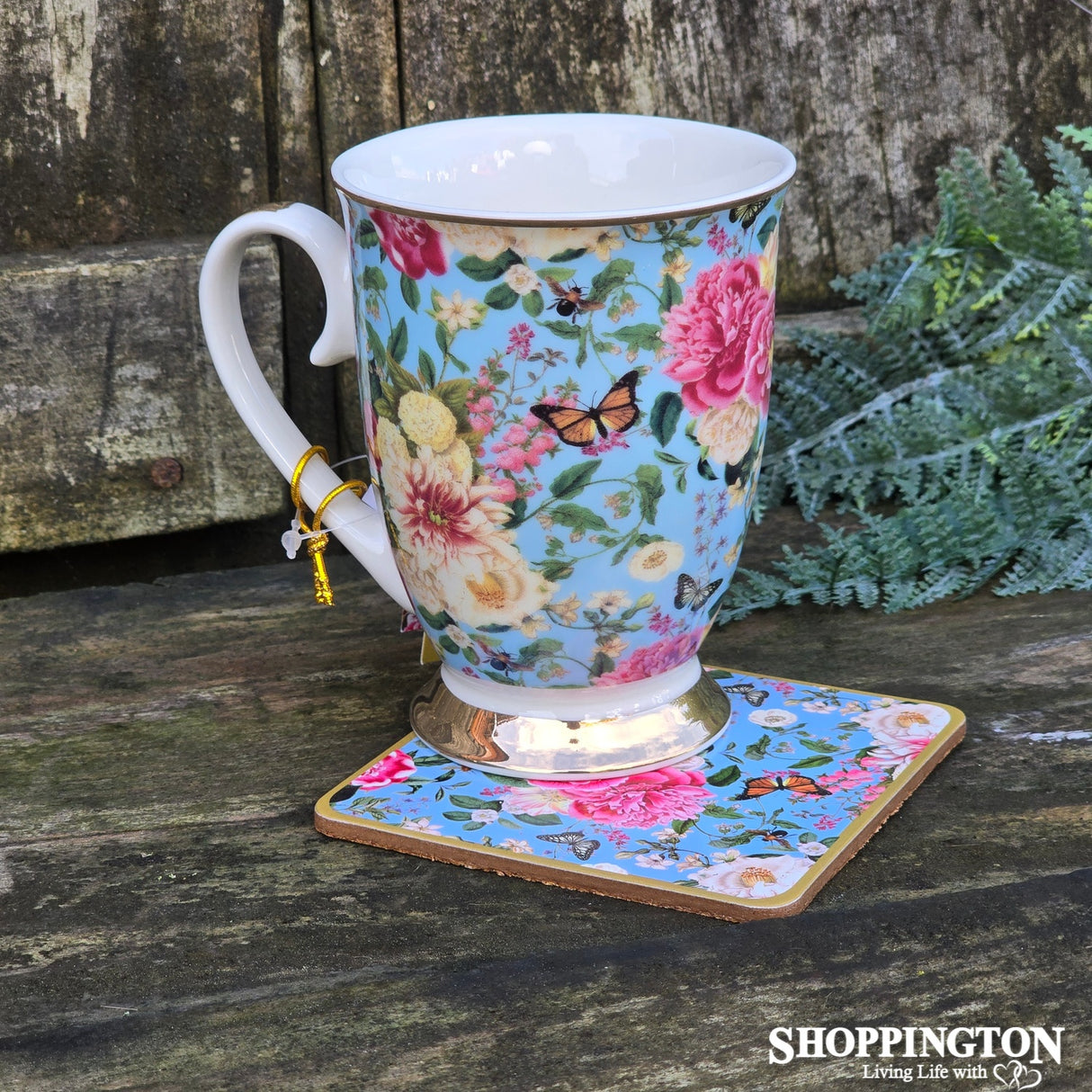 Floral Garden - Blue Mug & Coaster Set