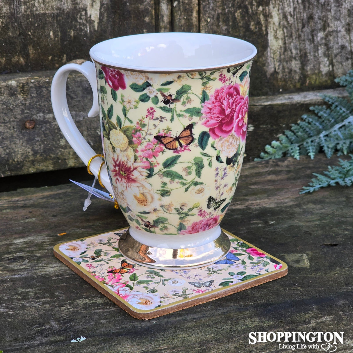 Floral Garden - Cream Mug & Coaster Set