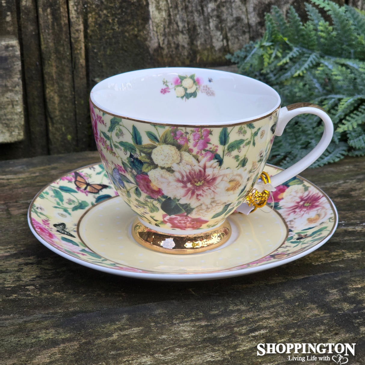 Floral Garden - Cream Tea Cup & Saucer Set