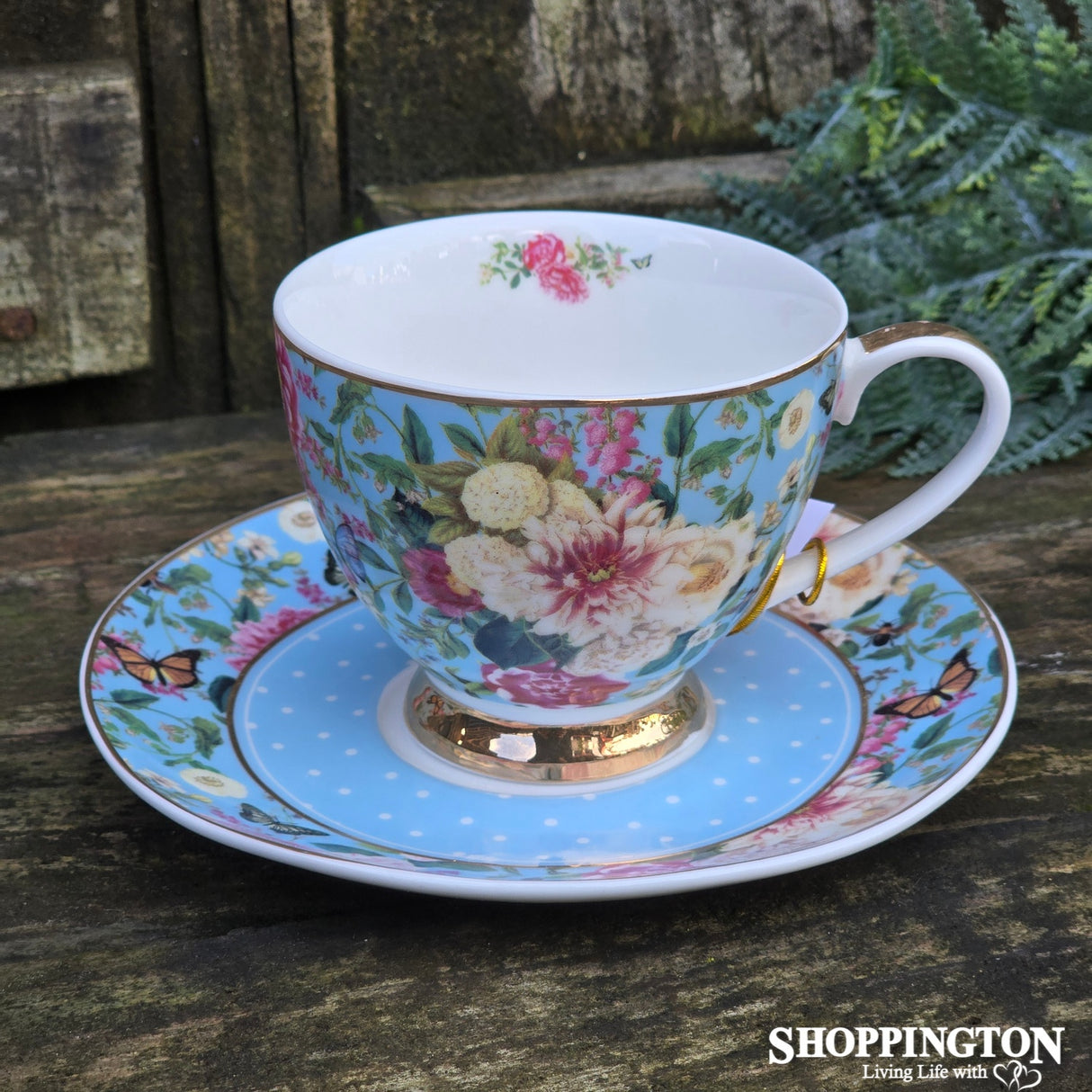Floral Garden - Blue Tea Cup & Saucer Set