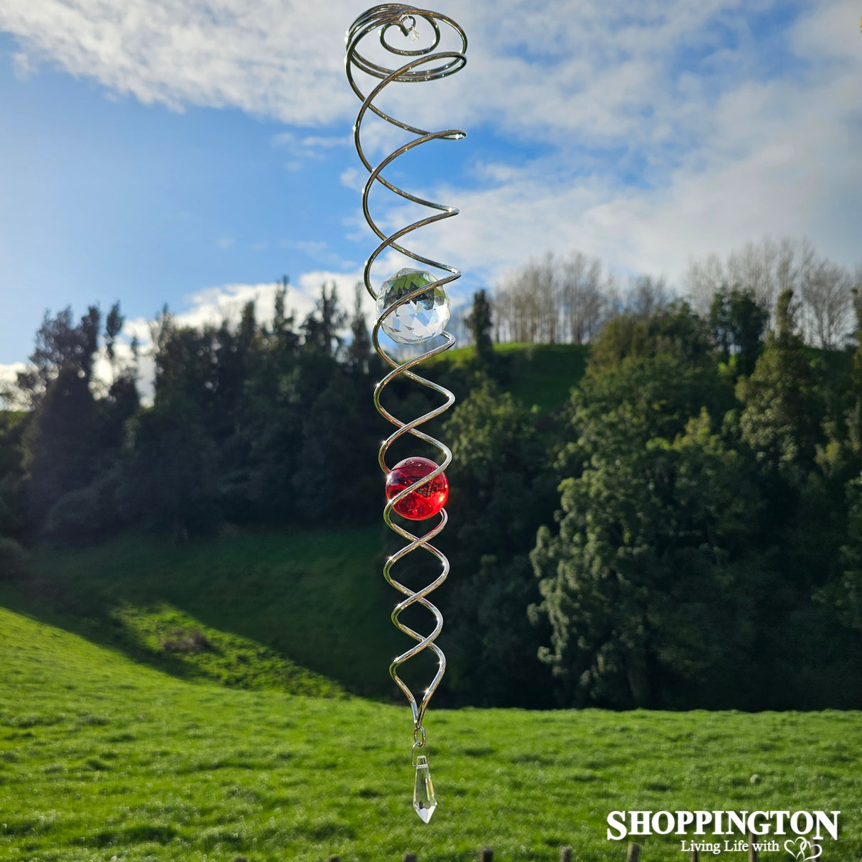 Wind Chime - Crystal Spinner / Red & Clear