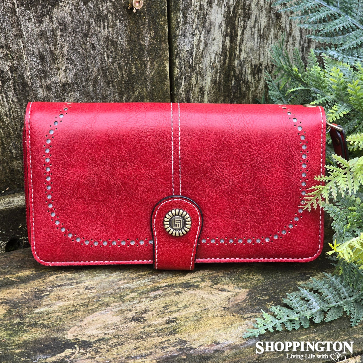 Wallet - Vintage Style Leather Look - Red