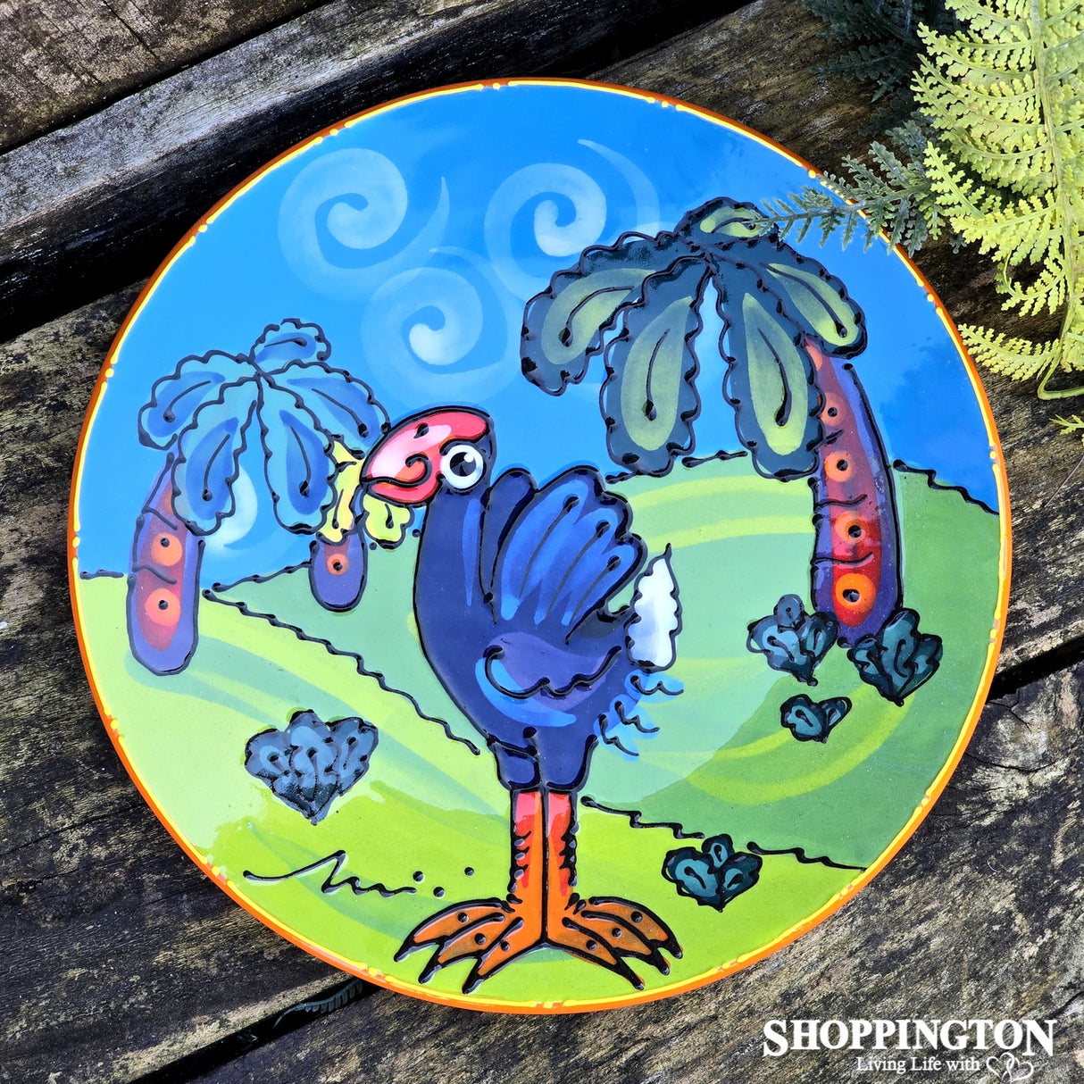 NZ Made Handpainted Lunch Plate / Standing Tall Pukeko