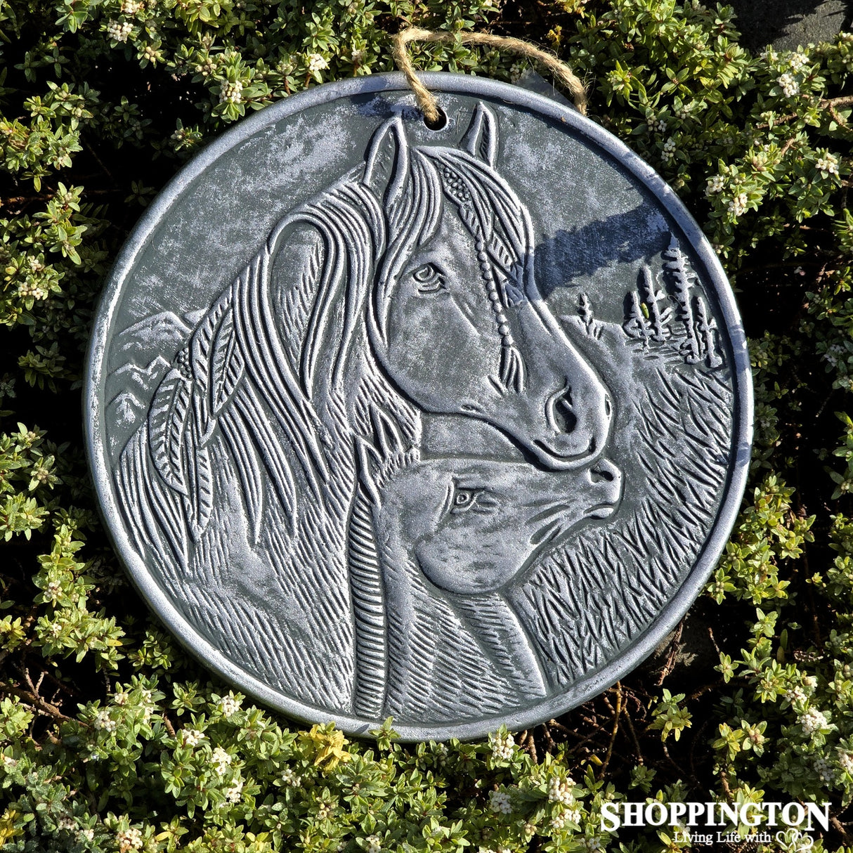 Silver Horse Terracotta Plaque