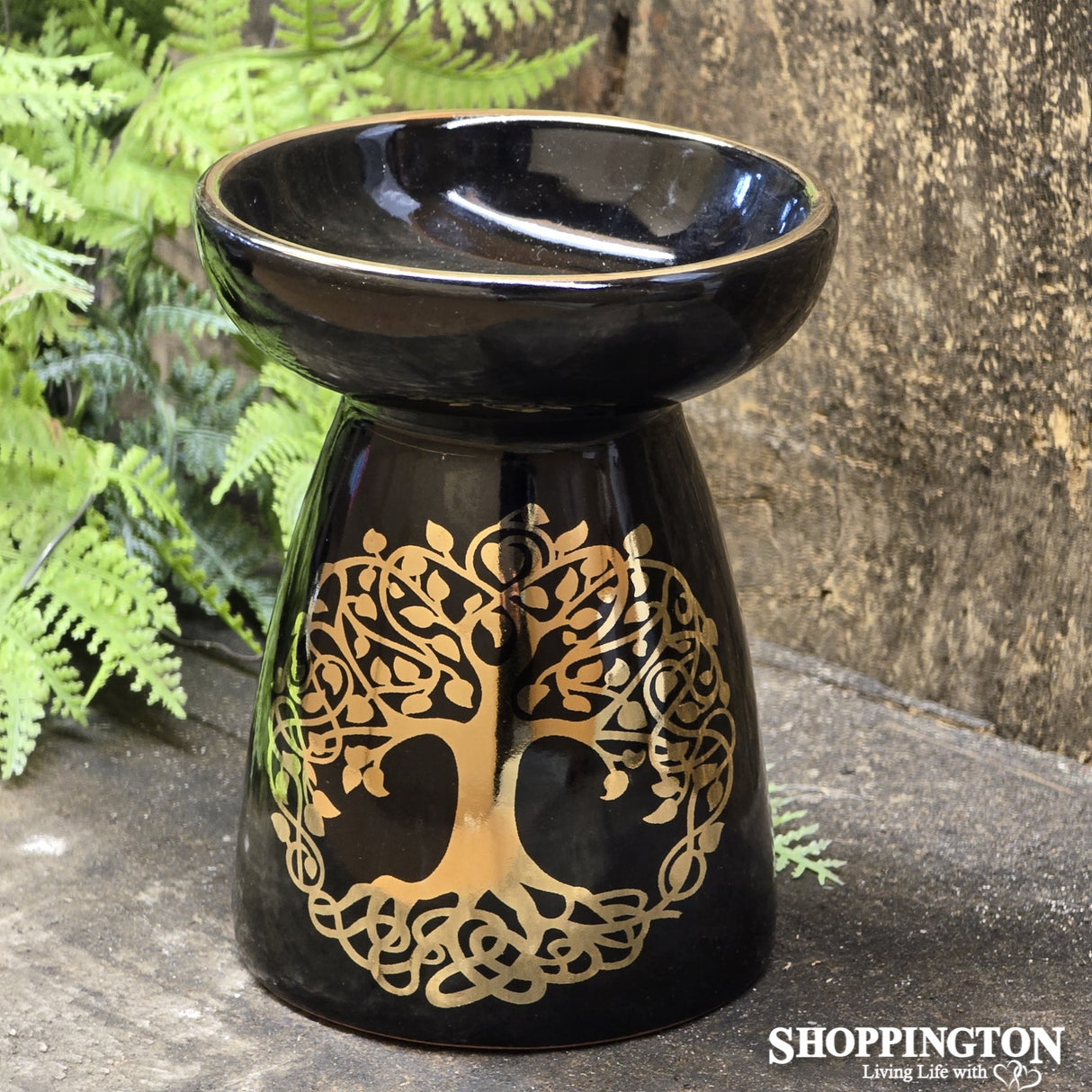 Black & Gold Tree of Life Tealight Holder