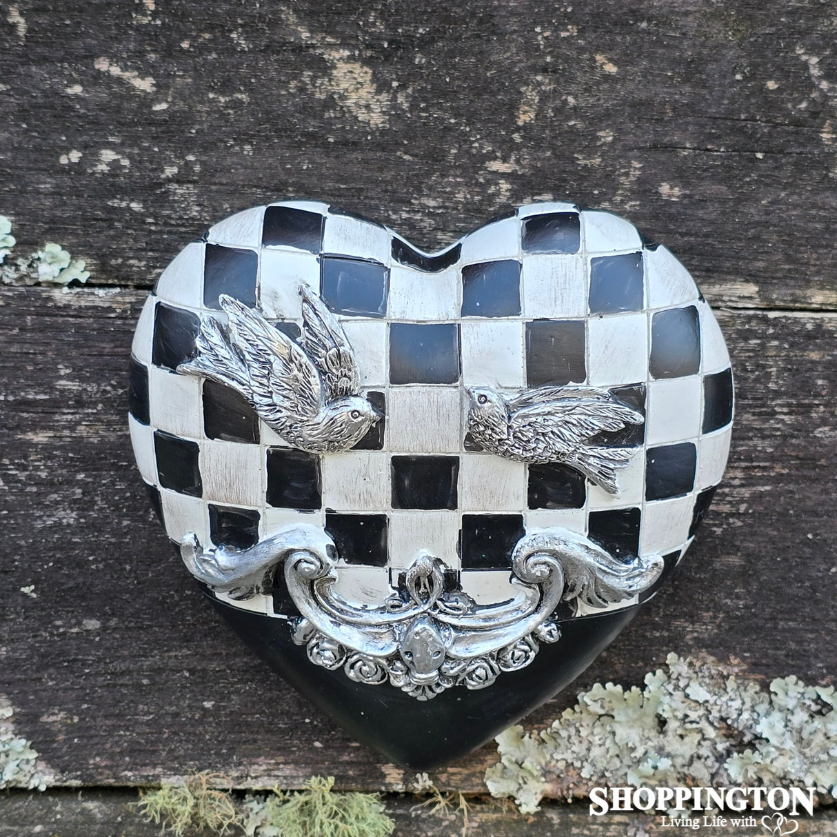 Collectable Heart - Black & White Checkered