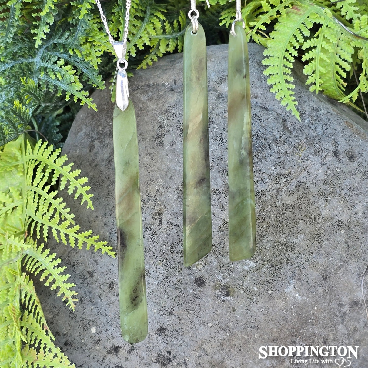 Pounamu - Totoweka Earrings & Toki Set - Tahi