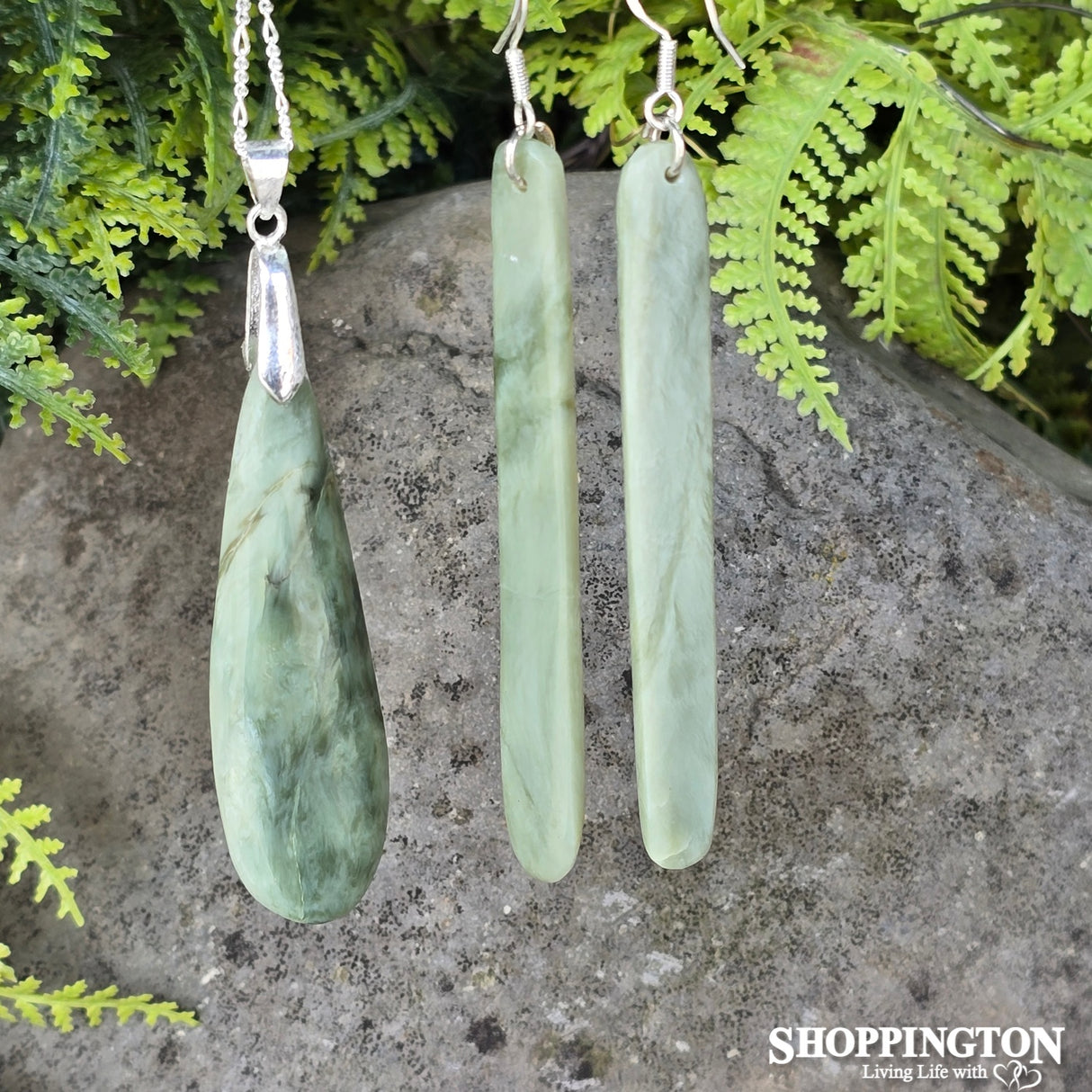Pounamu - Inanga Earring & Toki Set - Rua