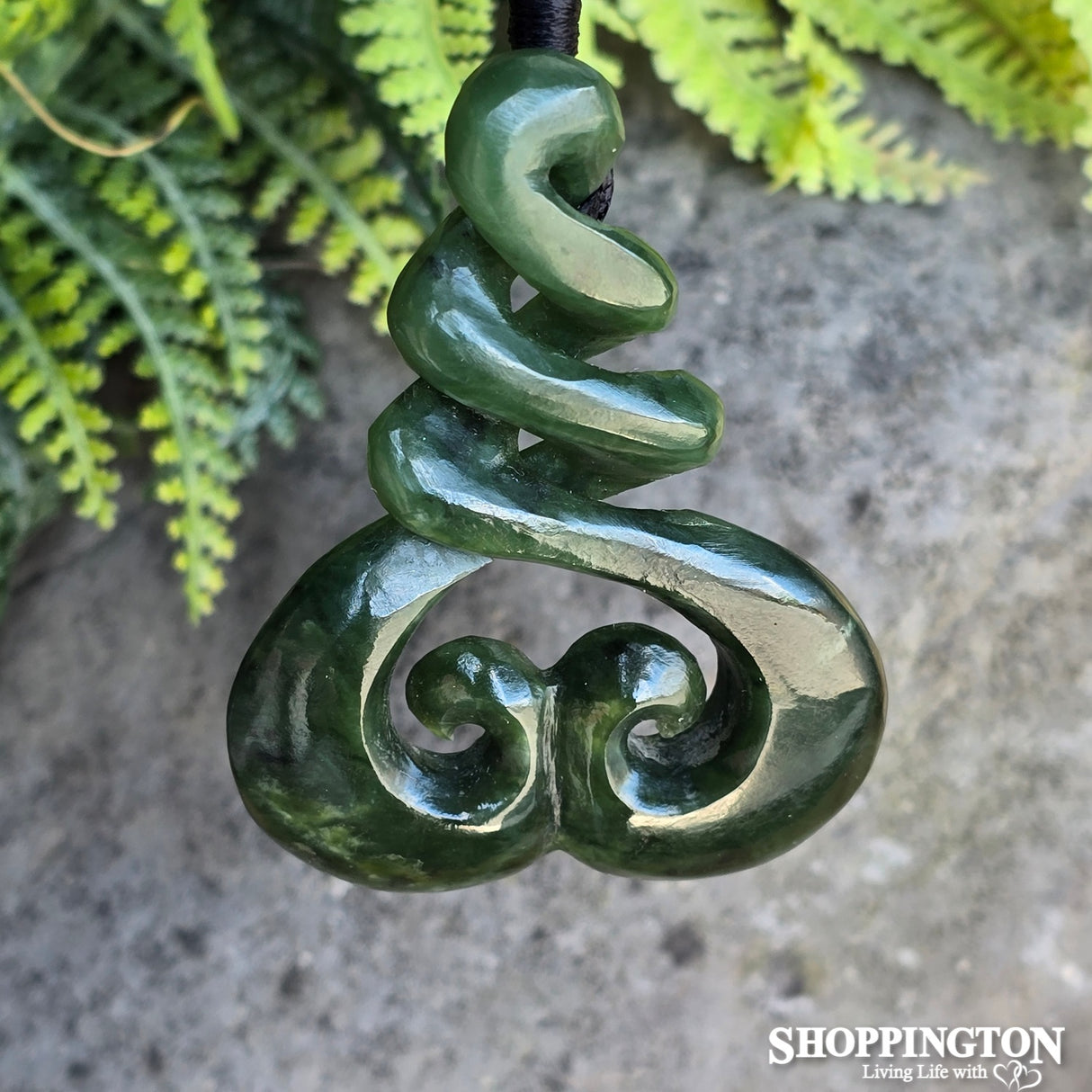 Pounamu Pendant - Double Twist Koru 70mm