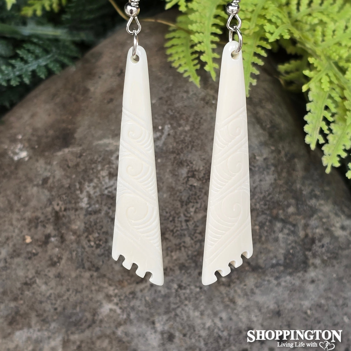 Bone Earrings - Carved Scalene Triangle Small