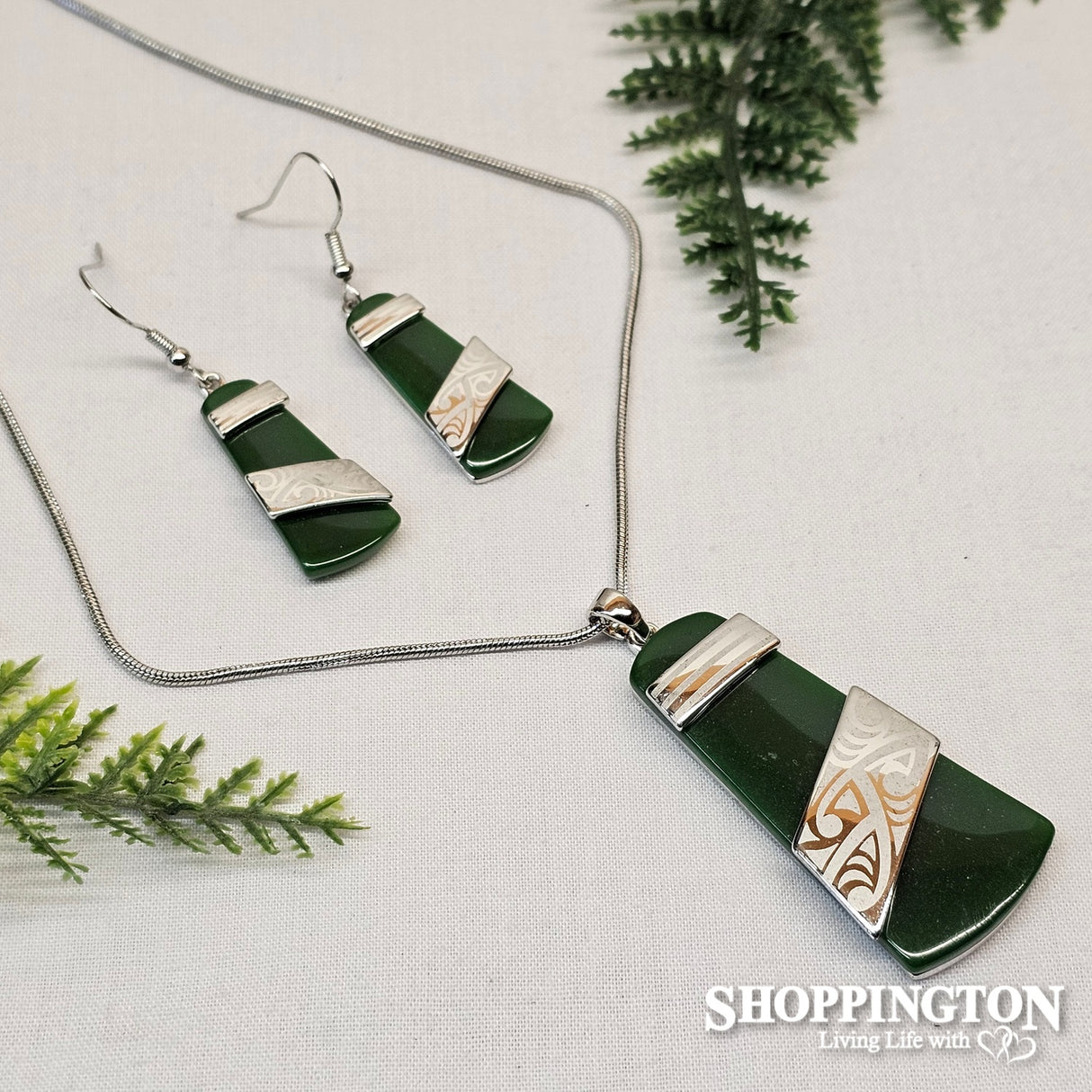 Necklace - Jade & Laser Engraved Toki