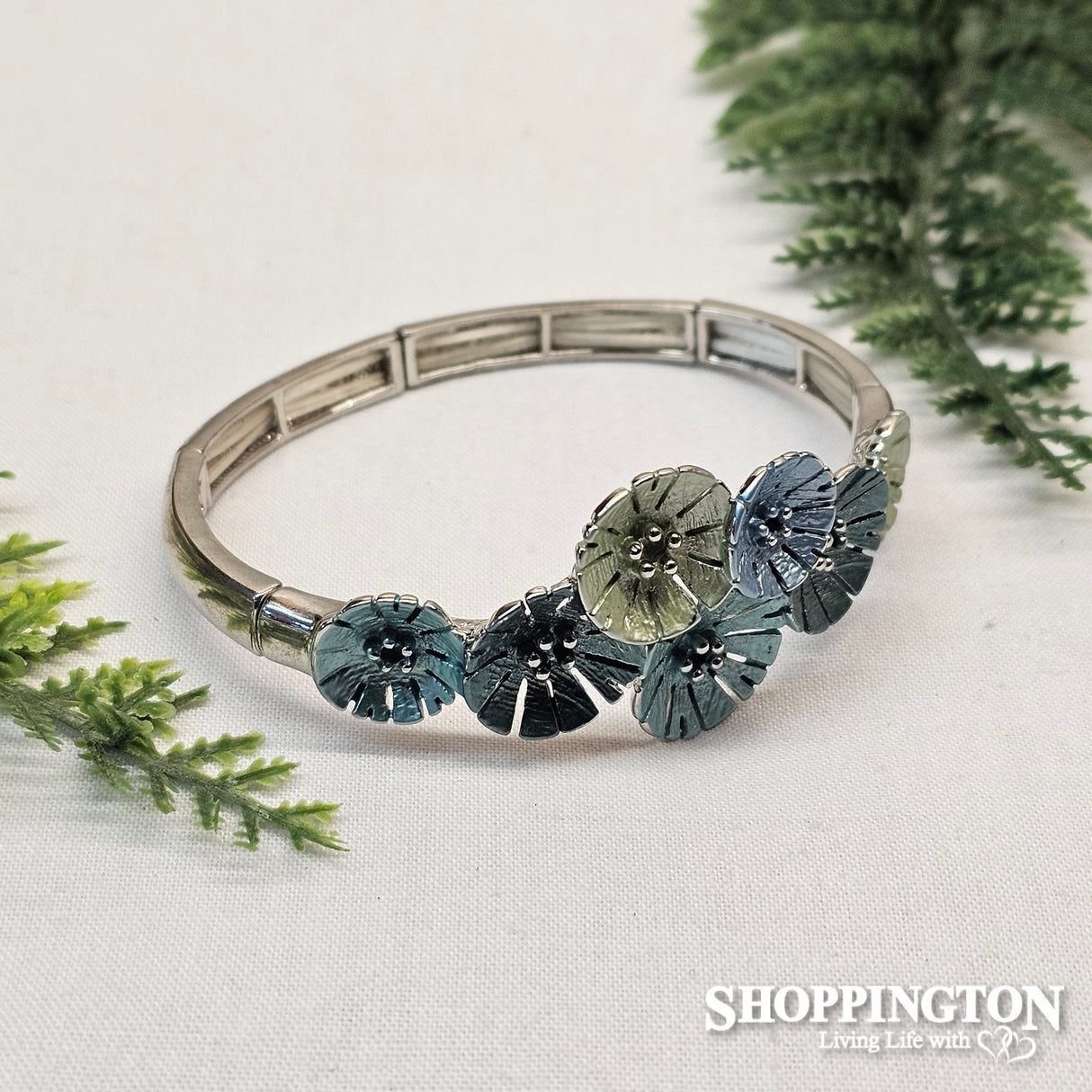 Bracelet - Blue/Green Flowers