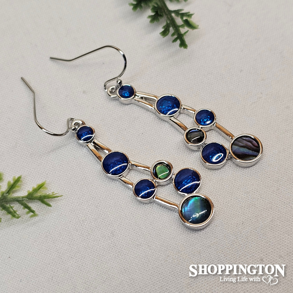 Earrings - Coloured Dots Blue & Paua
